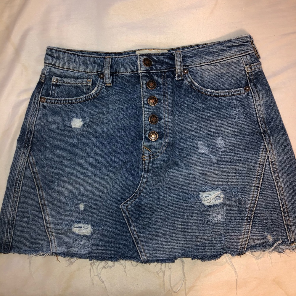 Free people denim mini skirt